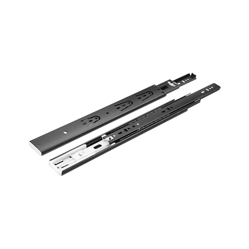 45mm Wide Three-Section Single Spring Damping Buffer Steel Ball Slide - 14-Inch Black (1.0*1.0*1.2mm Thick)