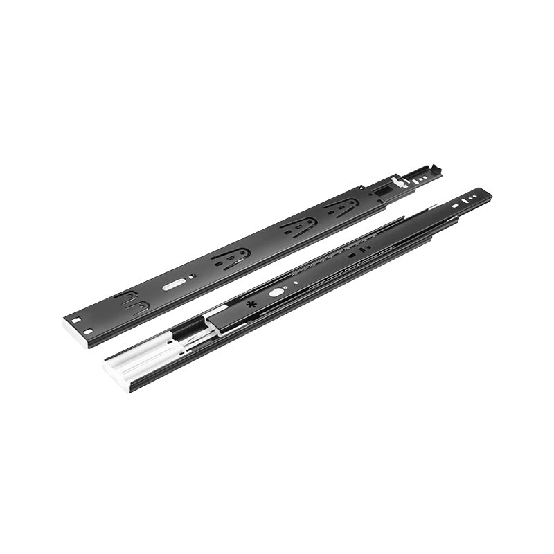 45mm Wide Three-Section Double Spring Damping Ball Bearing Slide Rail - 16-Inch Black (1.0*1.0*1.2mm Thick)