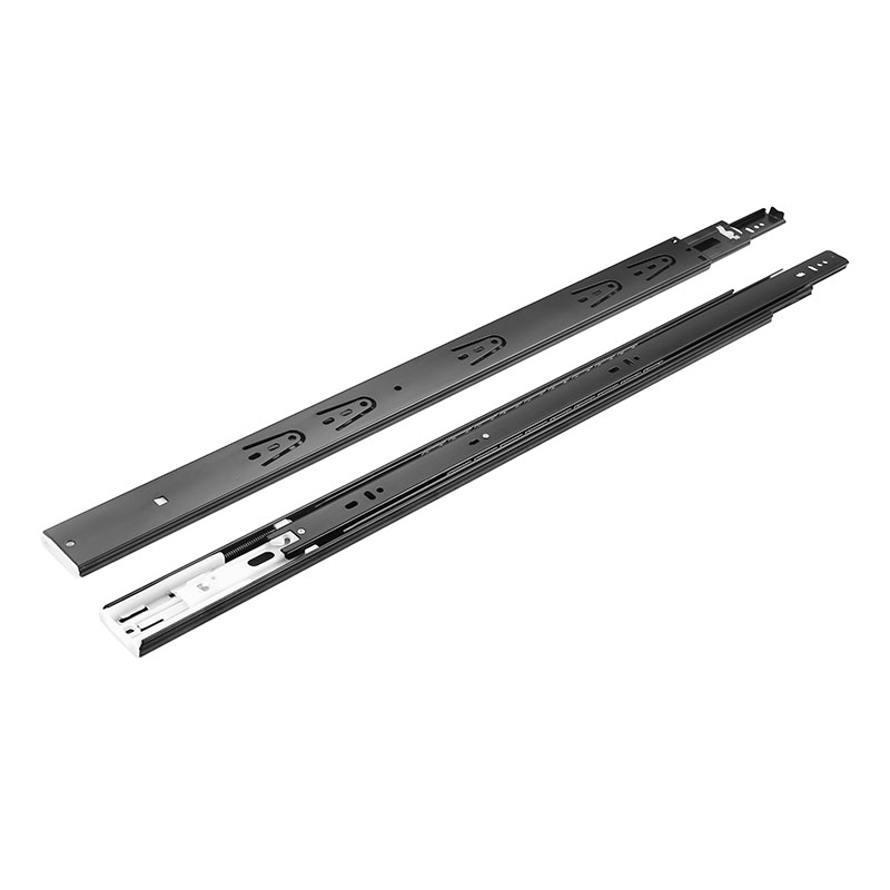45mm Wide Three-Section Single-Spring Damping Ball Bearing Slide Rail - 24-Inch Black (1.0*1.0*1.2mm Thick)