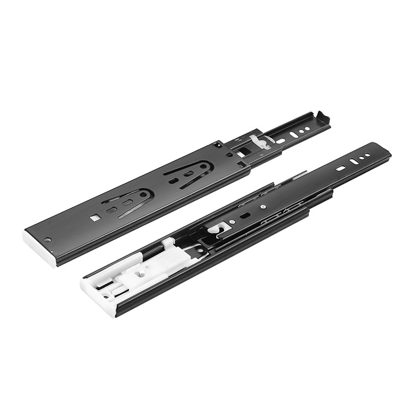 45mm Wide Three-Section Ball Bearing Slide Rail - 8-Inch Black (1.0*1.0*1.2mm Thick)